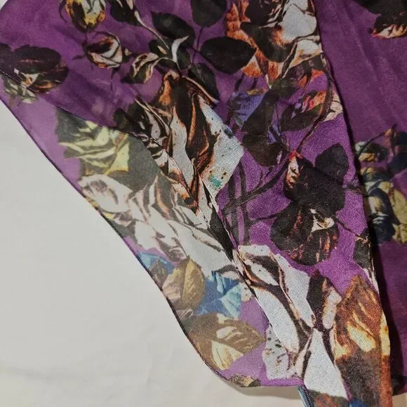 Sheer Purple Floral Scarf - Picture 5 of 7